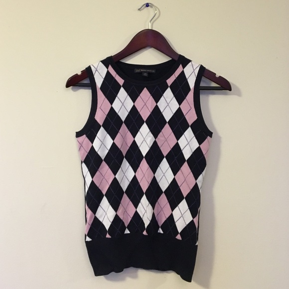 Brooks Brothers pink and navy argyle sweater vest