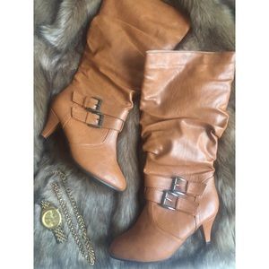Buckle Faux Leather Boots