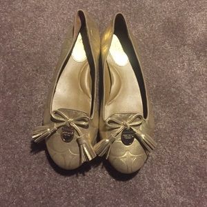 Metallic Gold Coach Flats