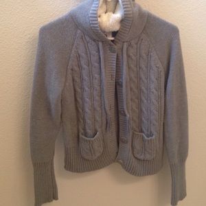 Knit sweater with hoodie