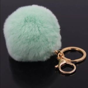 Faux fur ball keychain