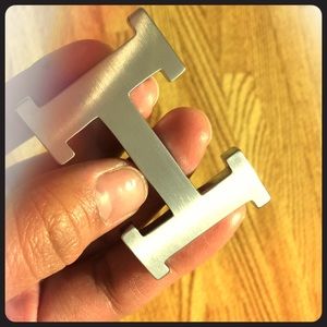 Brushed silver designer inspired belt buckle