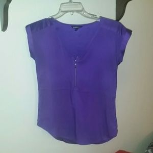 Purple silk short sleeve shirt