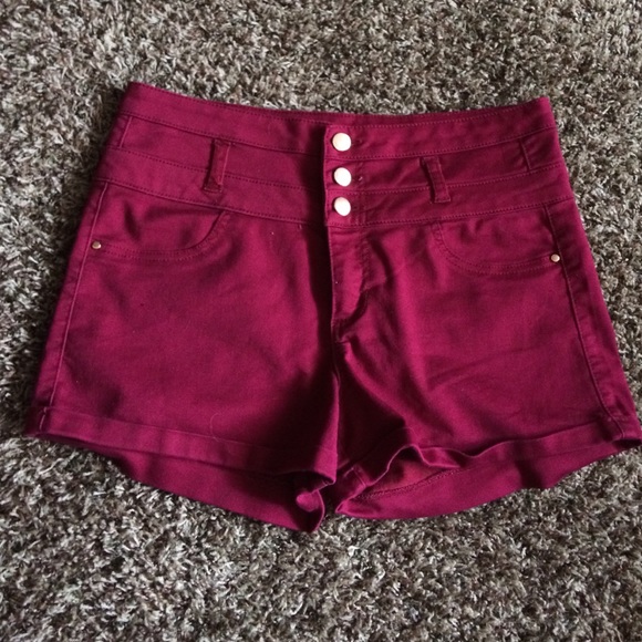 Burgundy high waisted shorts