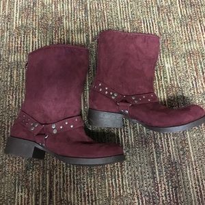 Brand new maroon suede studded boots