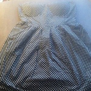 Black and white polka dot strapless dress