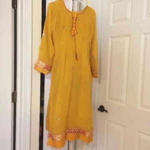 Yellow chiffon Indian dress