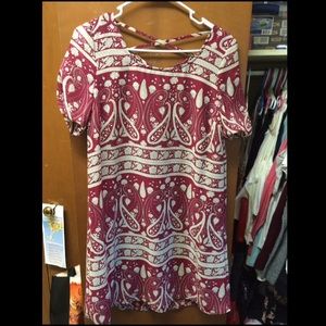 Charming Charlie Red and Tan dress with cross back