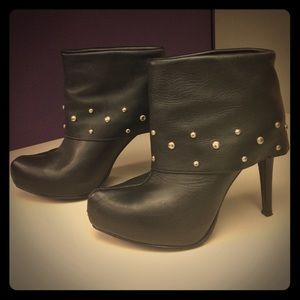Sexy High Heel Black Studded Ankle Booties