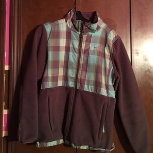 Gray and plaid North Face.