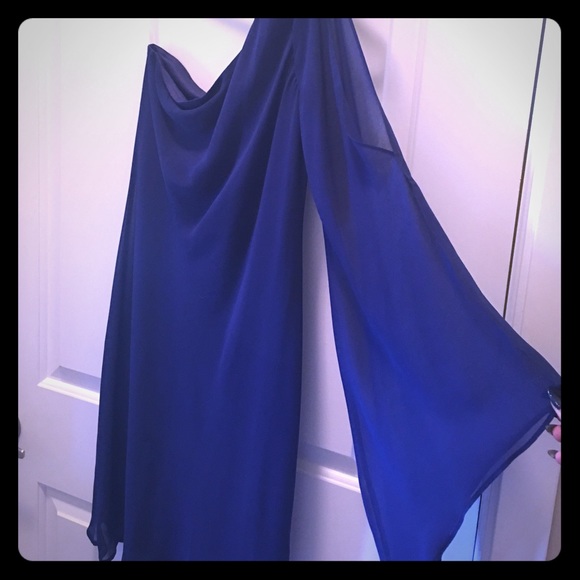 One shoulder navy dress