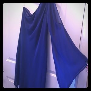 One shoulder navy dress