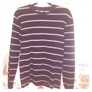 Maroon and Baby Blue Men's Striped Vans Sweater