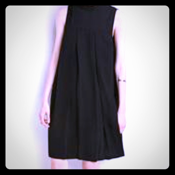Black Chiffon Asymmetrical Pleated Baby doll Dress