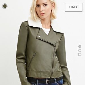 NWT F21 Faux Leather Moto Jacket with Shearling