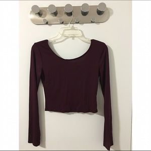 Maroon Long Sleeved Crop Top