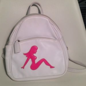White mini backpack with pink women