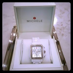 Michele Deco Diamond White Ceremic Whatch
