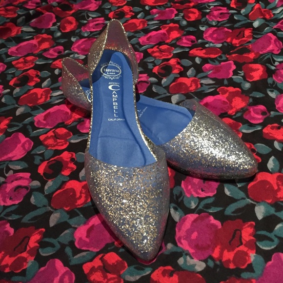💖Sparkly silver jelly pointy toed flats