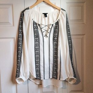 Embroidered Lattice Top