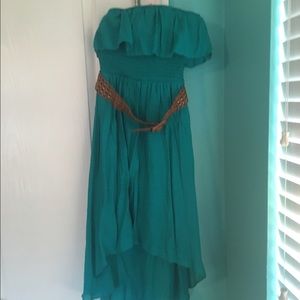 Teal high low dress