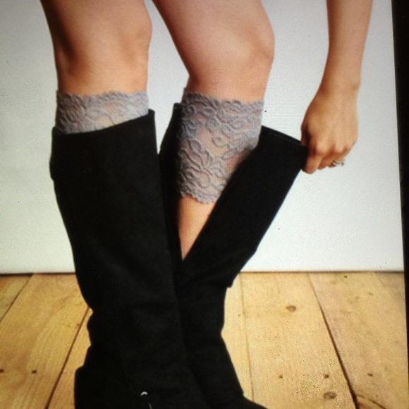 Girl brand  Accessories - Gray  Stretch Lace Trim toppers sock color