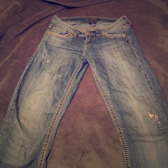 Silver jeans , worn but taken good care of