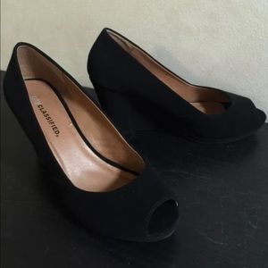 Black Peep Toe Wedges.