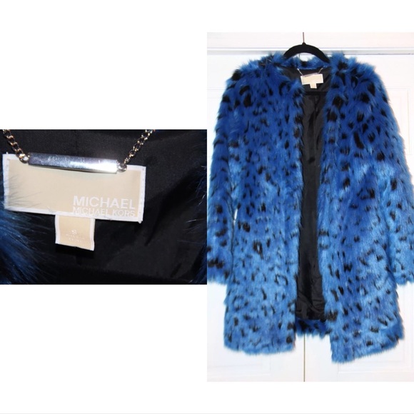 🚫SOLD🚫MK faux fur blue leopard animal coat - Picture 2 of 4