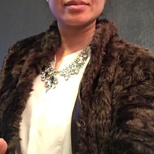 Faux Fur Jacket - Dark Brown, Size 8
