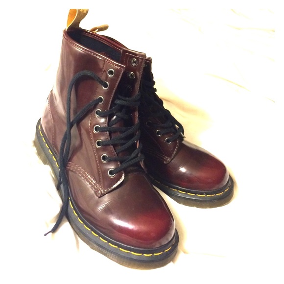 Dr Martens boots in a vintage red