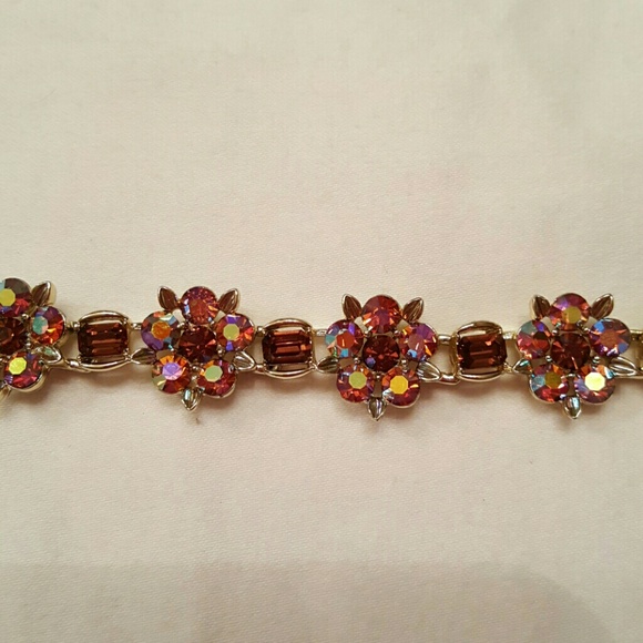 Lisner Vintage Amber Rhinestone Necklace Set - Picture 2 of 2