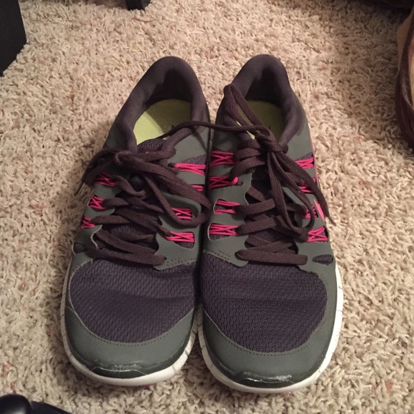 Gray and Pink Nike Frees