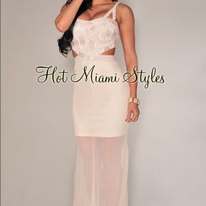 Cream-colored crochet dress