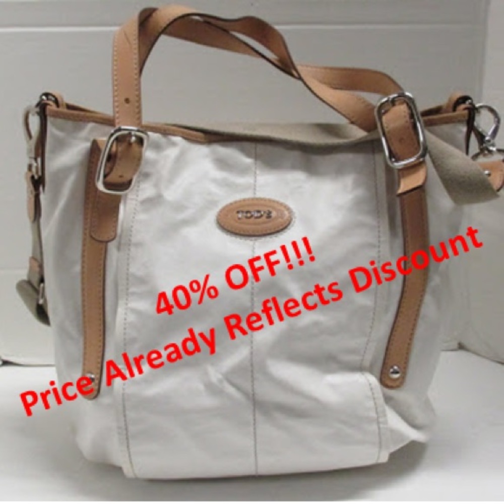Tod's White coated canvas 'G-bag' tote