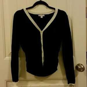 Cinched Black and White Cardigan