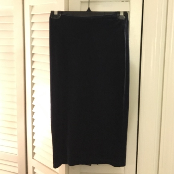 American apparel midi navy velour skirt