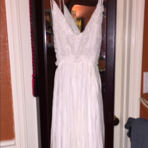 White lace open back maxi dress. Size M