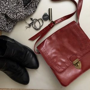 Red Vegan Leather Shoulder Bag by Massimo