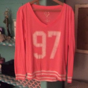 Pink and white long Sleeve sweater (L) Aeropostale