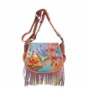 NWOT Beautiful Anuschka Saddle Bag - Hand Painted