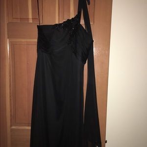 Formal black gown.