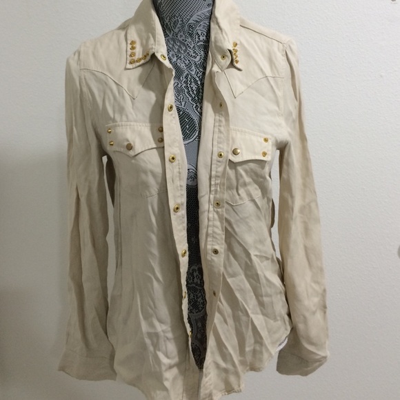 cream studded button up