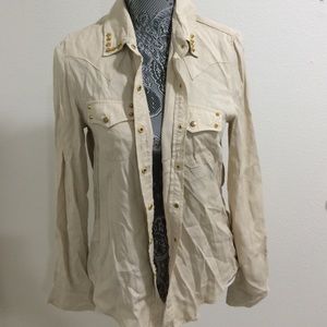 cream studded button up