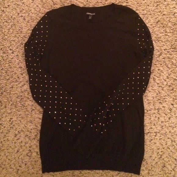 Express black sweater w/ rose gold studded arms