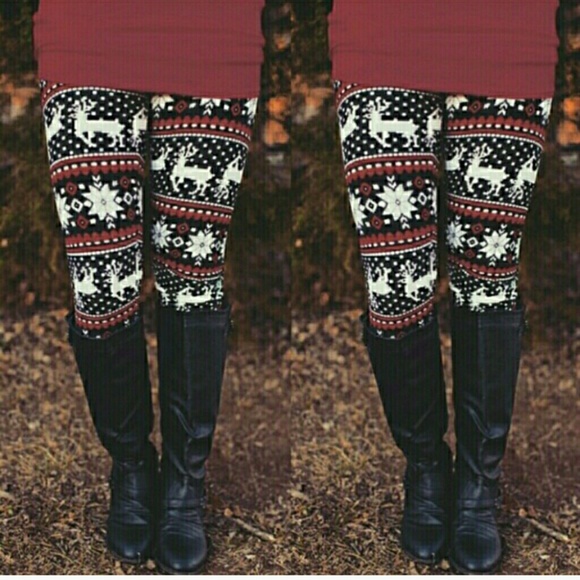 Fur Lined Adorable Reindeer leggings