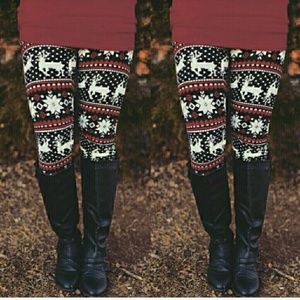 Fur Lined Adorable Reindeer leggings