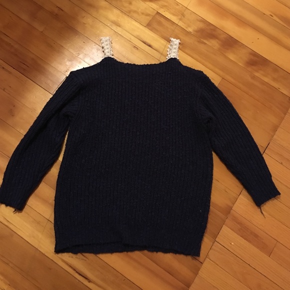 Cold shoulder lace sweater