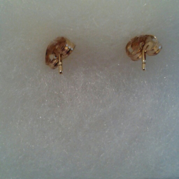 Gold Tone Earrings With Purple Stones - Picture 2 of 3