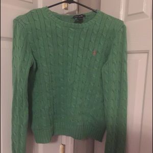 green polo sweater